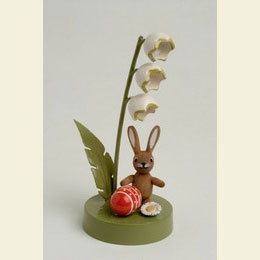 Bunny with lily of the valley  -  7cm / 3 inches