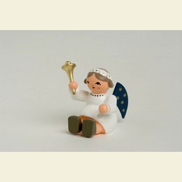 angel with bell, sitting  -  4cm / 1.5 inches