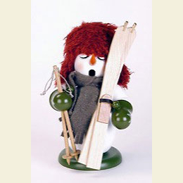 Smoker Snowman with ski  -  23cm / 9 inches