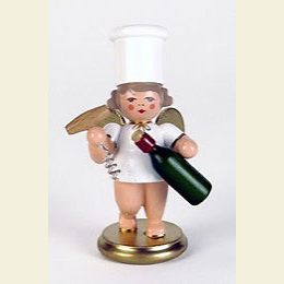 Cooking Angel with wine bottle  -  7,5cm / 3 inches