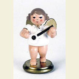 Angel white/gold with ukulele - 6cm / 3 inches