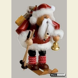 R�ucherm�nnchen Weihnachtsmann auf Skier  -  20cm