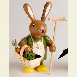 Bunny female with rake  -  11cm / 4 inches