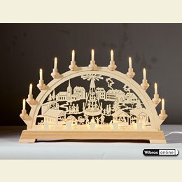 Schwibbogen Weihnachtsmarkt mit Pyramide  -  65 x 40cm