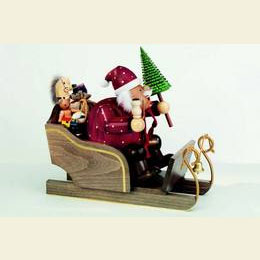 Räuchermännchen Weihnachtsmann mit Schlitten - 30cm