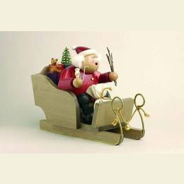 Smoker Santa Claus with sleigh  -  20cm / 8 inch