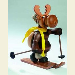 Smoker Moose with Skis  -  27cm / 11 inch
