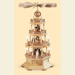 3 - tier pyramid  -  Erzgebirge motif  -  63cm / 25 inch  -  120 V electr. motor (US - standard)
