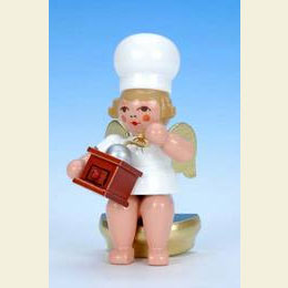 Baker Angel with Coffeemill  -  7,5cm / 3 inch