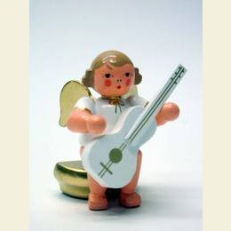 Engel wei�/gold sitzend mit Gitarre   -  5,5cm