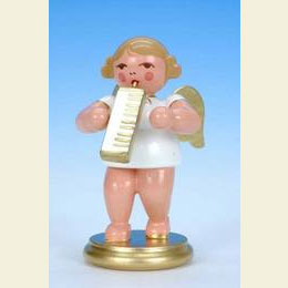 Engel wei�/gold mit Melodika  -  6,0cm