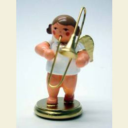 Engel wei�/gold mit Posaune  -  6,0cm