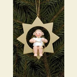 Angel in Star white gold triangle  -  8,5cm / 3 inches