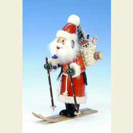 Smoker Santa Claus with Skis  -  29,0cm / 11 inch