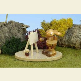 Hase mit Staffelei natur  -  10,0cm