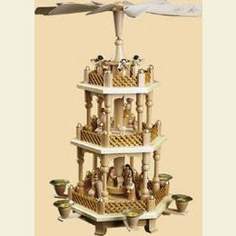 3 -  tier Pyramid Nativity Scene natural wood  -  16 inch  -  40cm