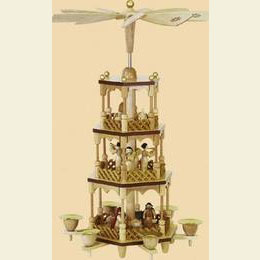3 - stöckige Pyramide Christi Geburt natur - 40cm