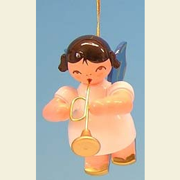 Angel with trumpet - Blue Wings - floating - 5,5cm / 2,1 inch