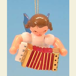 Angel with accordion - Blue Wings - floating - 5,5cm / 2,1 inch