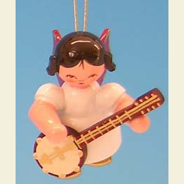 Angel with banjo  -  Red Wings  -  floating  -  5,5cm / 2,1 inch
