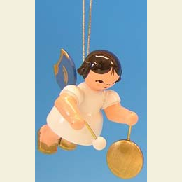 Angel with small gong - Blue Wings - floating - 5,5cm / 2,1 inch
