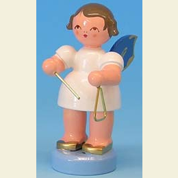 Angel with triangle - Blue Wings - standing - 6cm / 2,3 inch