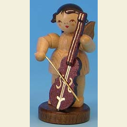 Angel with cello  -  natural colors  -  standing  -  6cm / 2,3 inch