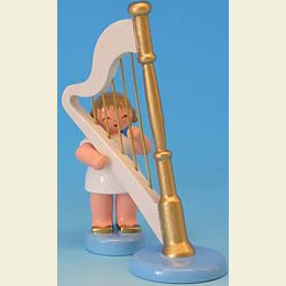 Engel mit Harfe  -  Blaue Fl�gel  -  stehend  -  6cm