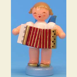 Angel with accordion  -  Blue Wings  -  standing  -  6cm / 2,3 inch