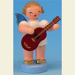 Angel with guitar  -  Blue Wings  -  standing  -  6cm / 2,3 inch