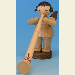 Angel with alphorn  -  natural colors  -  standing  -  6cm / 2,3 inch