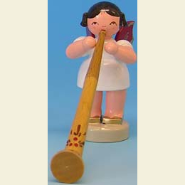 Angel with alphorn - Red Wings - standing - 6cm / 2,3 inch