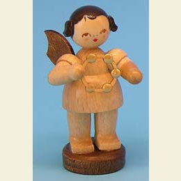 Angel with jingle ring  -  natural colors  -  standing  -  6cm / 2,3 inch