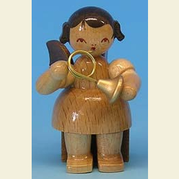 Angel with French horn  -  natural colors  -  sitting  -  5cm / 2 inch