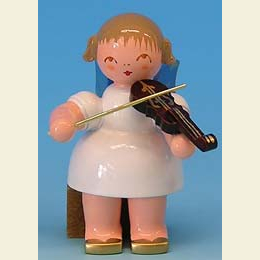 Engel mit Violine  -  Blaue Fl�gel  -  sitzend  -  5cm