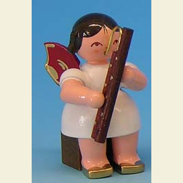 Angel with bassoon  -  Red Wings  -  sitting  -  5cm / 2 inch