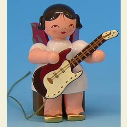 Engel mit E - Gitarre  -  Rote Fl�gel  -  sitzend  -  5cm