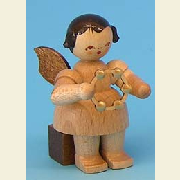 Angel with jingle ring  -  natural colors  -  sitting  -  5cm / 2 inch