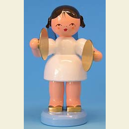Angel with cymbal - Blue Wings - standing - 9,5cm / 3,7 inch
