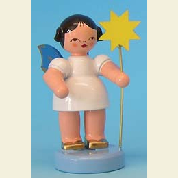 Angel with star  -  Blue Wings  -  standing  -  6cm / 2,3 inch
