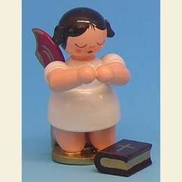 Engel mit Bibel  -  Rote Fl�gel  -  kniend  -  6cm