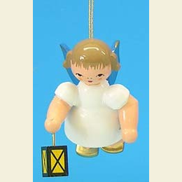 Angel with lantern  -  Blue Wings  -  floating  -  6cm / 2,3 inch