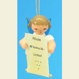 Angel with list of whishes - Blue Wings - floating - 6cm / 2,3 inch