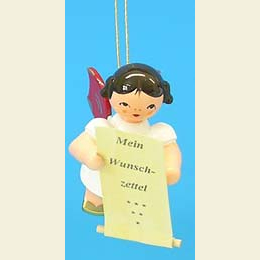 Angel with list of whishes  -  Red Wings  -  floating  -  6cm / 2,3 inch